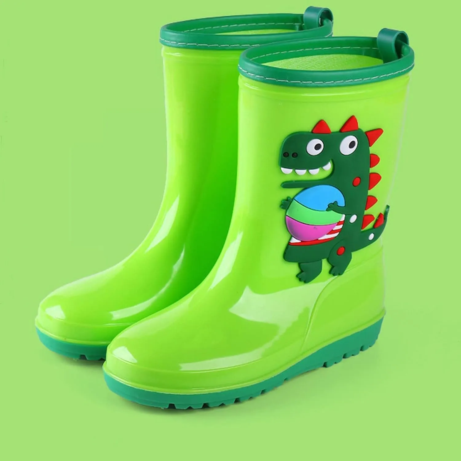 Toddler Rain Boots Waterproof Mud Boots Kids Mid Calf Water Shoes Boys Girls Rubber Rainboots Slip On Ankle Boots