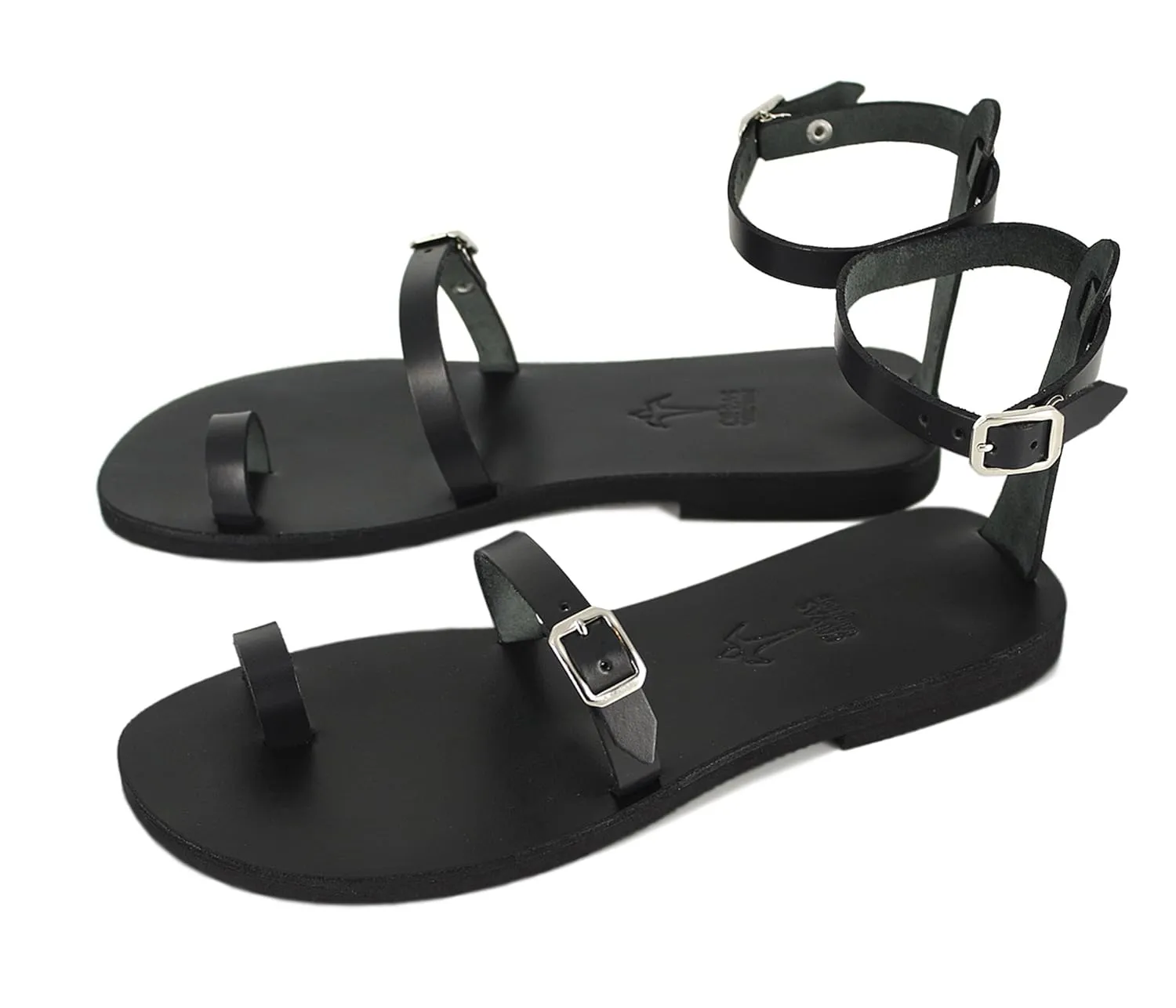 Toe Ring Leather Sandals Strappy Greek Sandals 6 US Size - Breeze