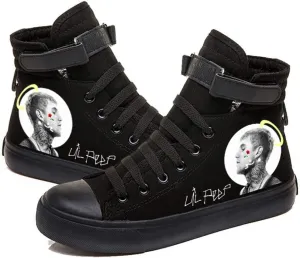 Unisex Adult Lil Peep Printed Canvas Shoes Casual Lace Up Sneakers Tennis