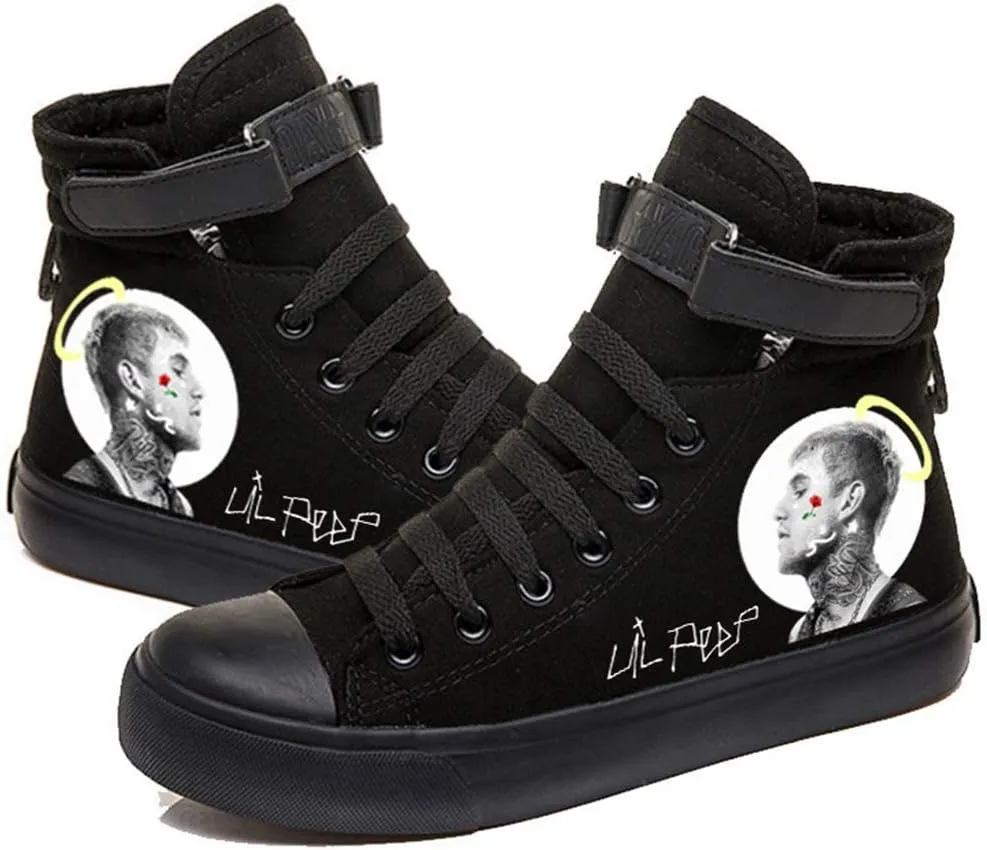 Unisex Adult Lil Peep Printed Canvas Shoes Casual Lace Up Sneakers Tennis