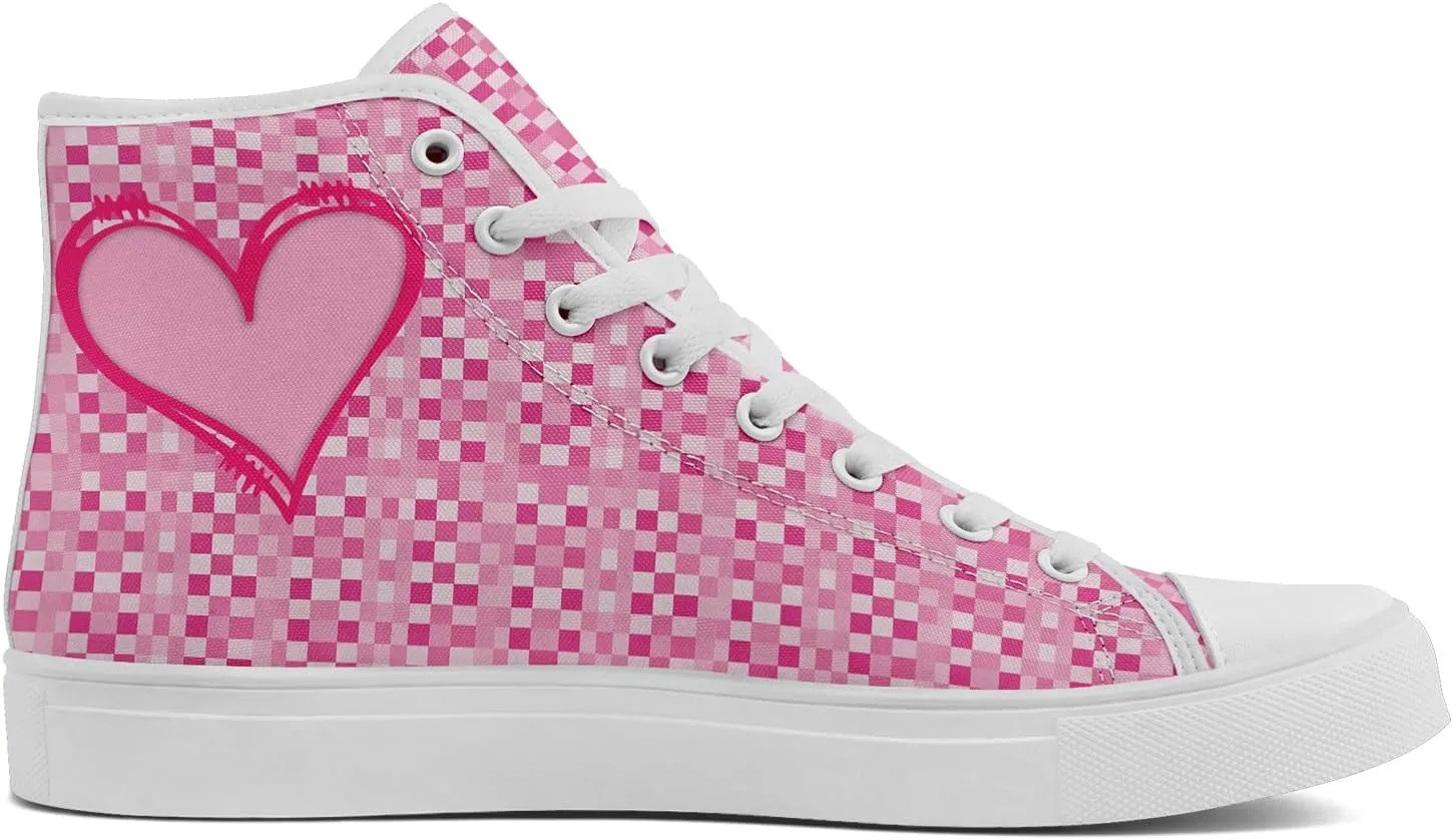 Unisex High Top Sneakers Womens Canvas Shoes Lace up Casual Tennis Shoes Flat Walking Shoes