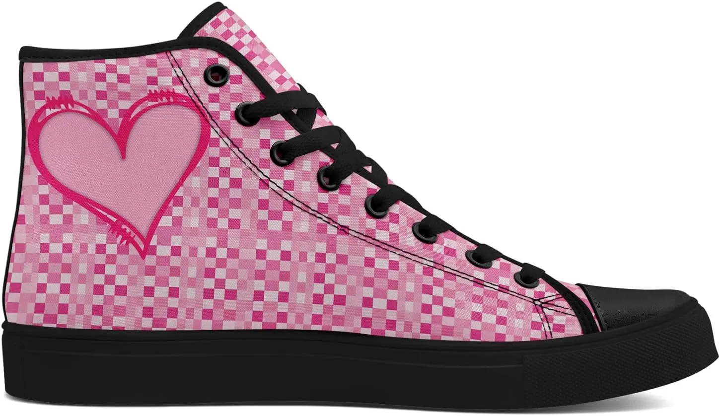 Unisex High Top Sneakers Womens Canvas Shoes Lace up Casual Tennis Shoes Flat Walking Shoes