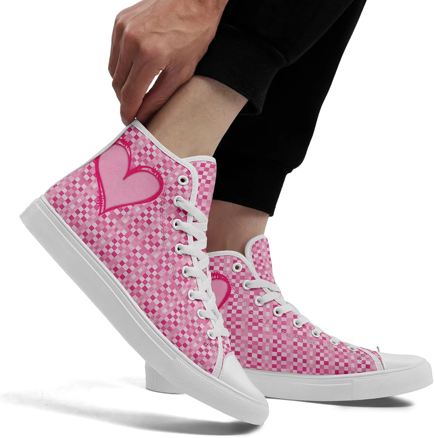 Unisex High Top Sneakers Womens Canvas Shoes Lace up Casual Tennis Shoes Flat Walking Shoes
