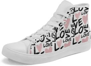 Unisex High Top Sneakers Womens Canvas Shoes Lace up Casual Tennis Shoes Flat Walking Shoes