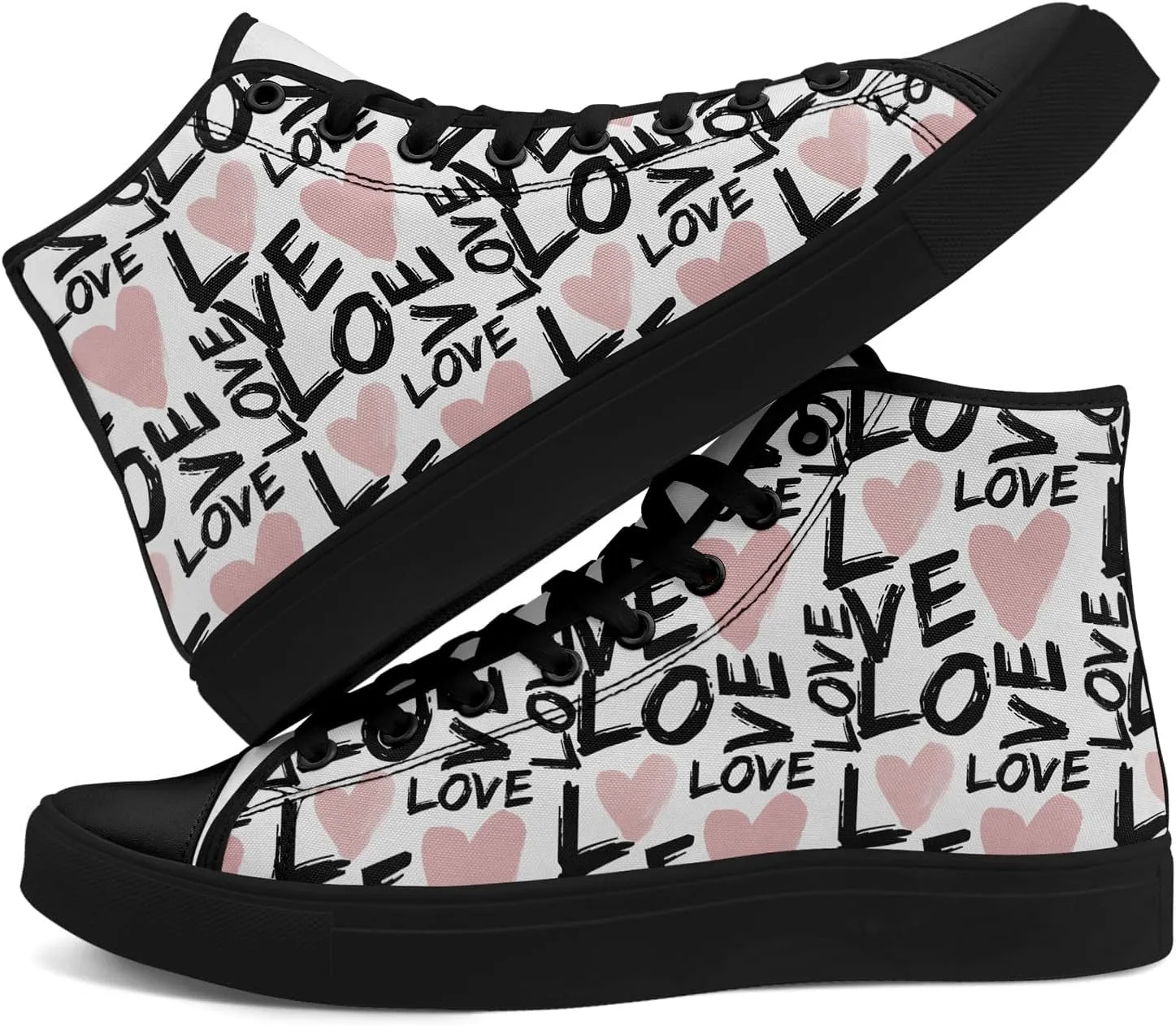 Unisex High Top Sneakers Womens Canvas Shoes Lace up Casual Tennis Shoes Flat Walking Shoes