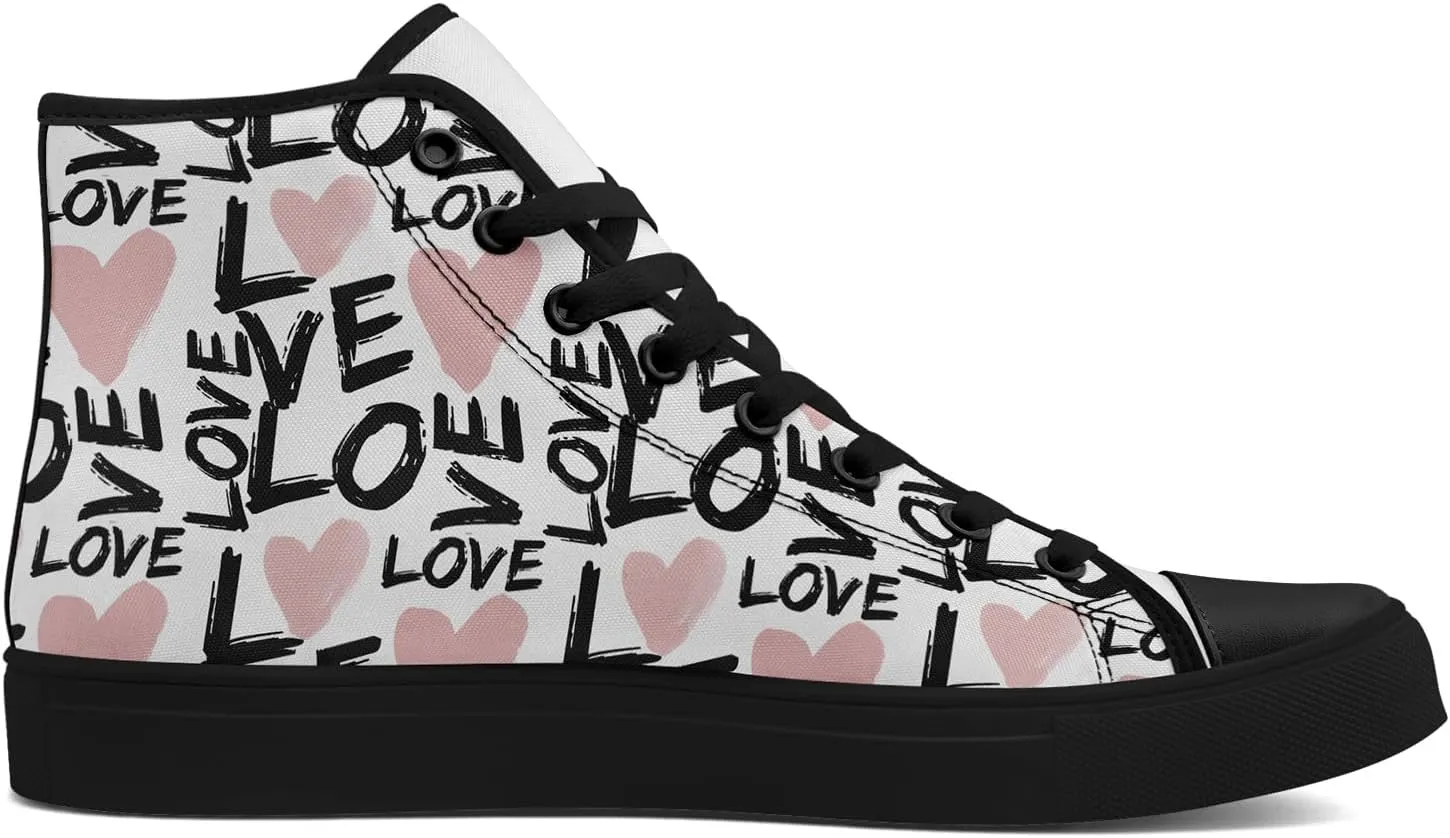Unisex High Top Sneakers Womens Canvas Shoes Lace up Casual Tennis Shoes Flat Walking Shoes