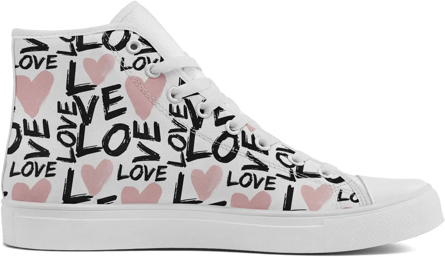 Unisex High Top Sneakers Womens Canvas Shoes Lace up Casual Tennis Shoes Flat Walking Shoes