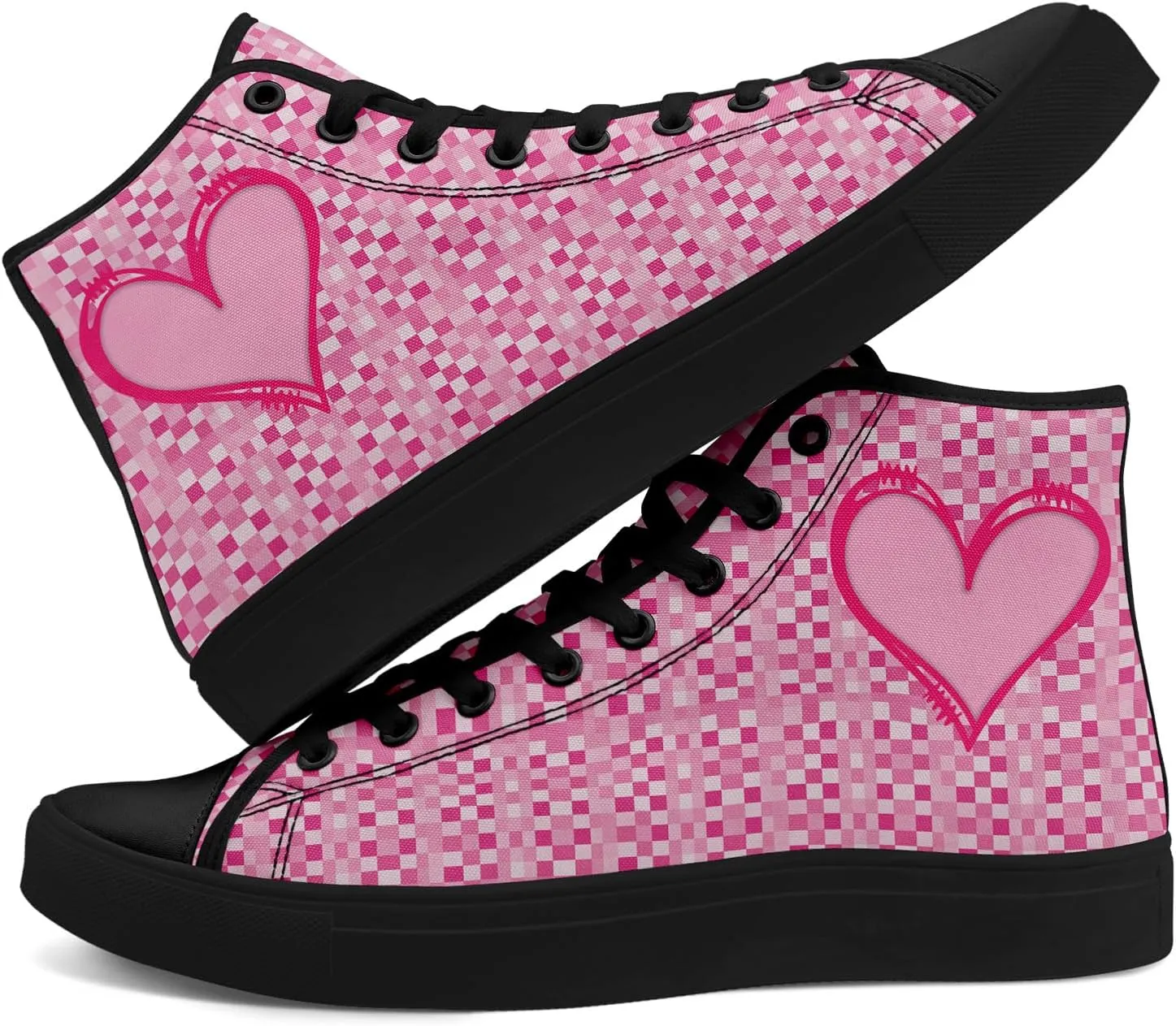 Unisex High Top Sneakers Womens Canvas Shoes Lace up Casual Tennis Shoes Flat Walking Shoes