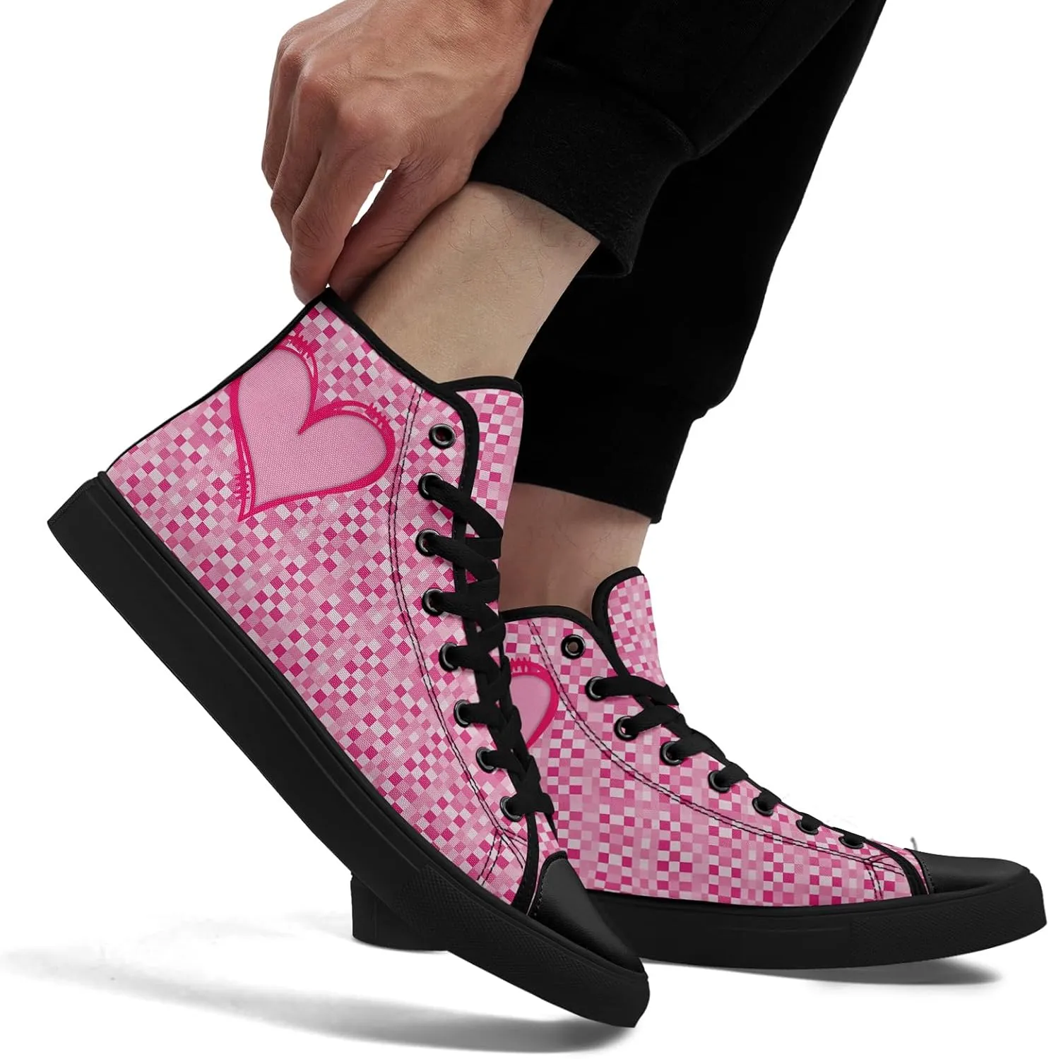 Unisex High Top Sneakers Womens Canvas Shoes Lace up Casual Tennis Shoes Flat Walking Shoes