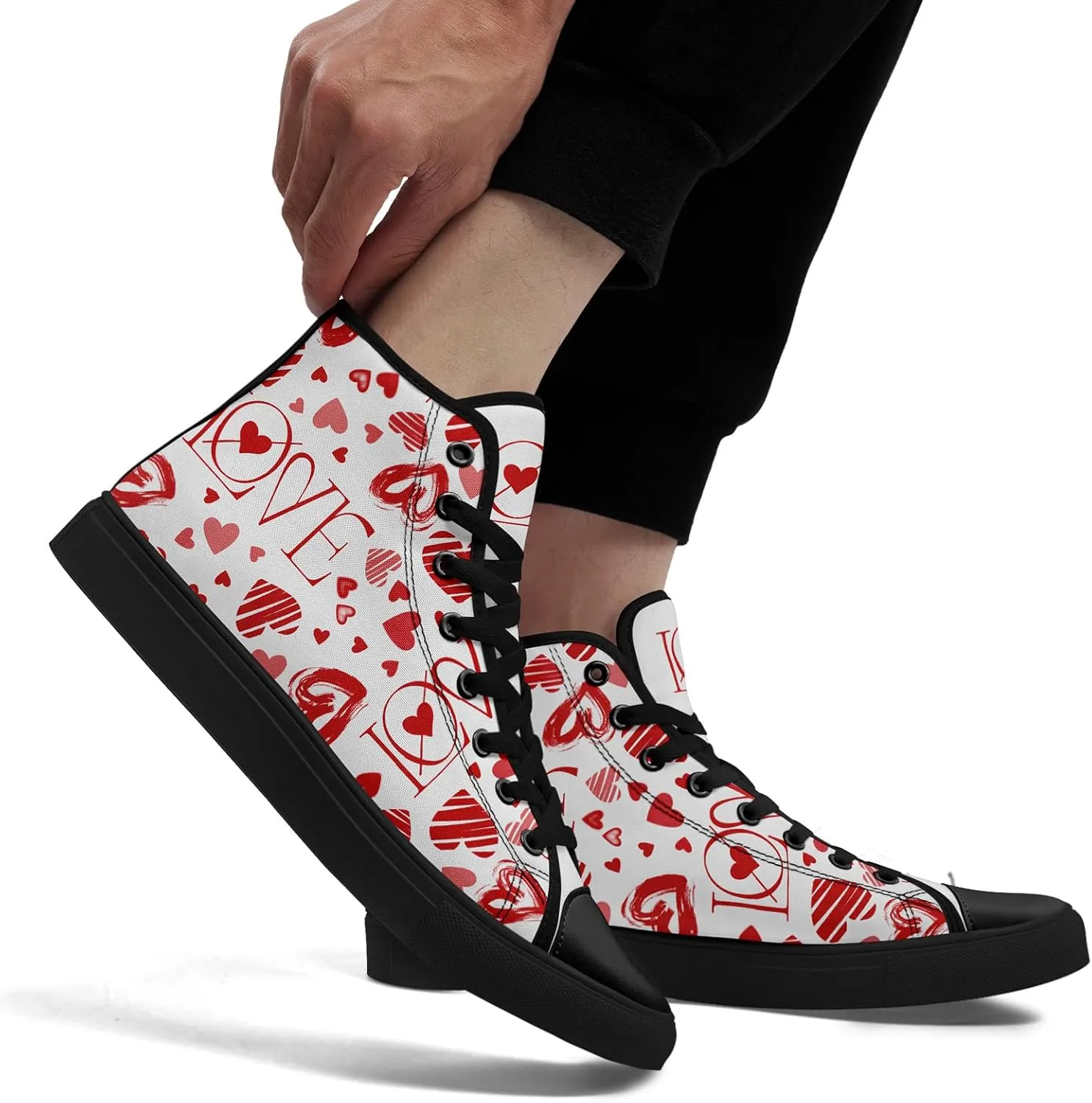 Unisex High Top Sneakers Womens Canvas Shoes Lace up Casual Tennis Shoes Flat Walking Shoes