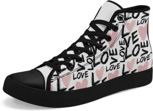 Unisex High Top Sneakers Womens Canvas Shoes Lace up Casual Tennis Shoes Flat Walking Shoes