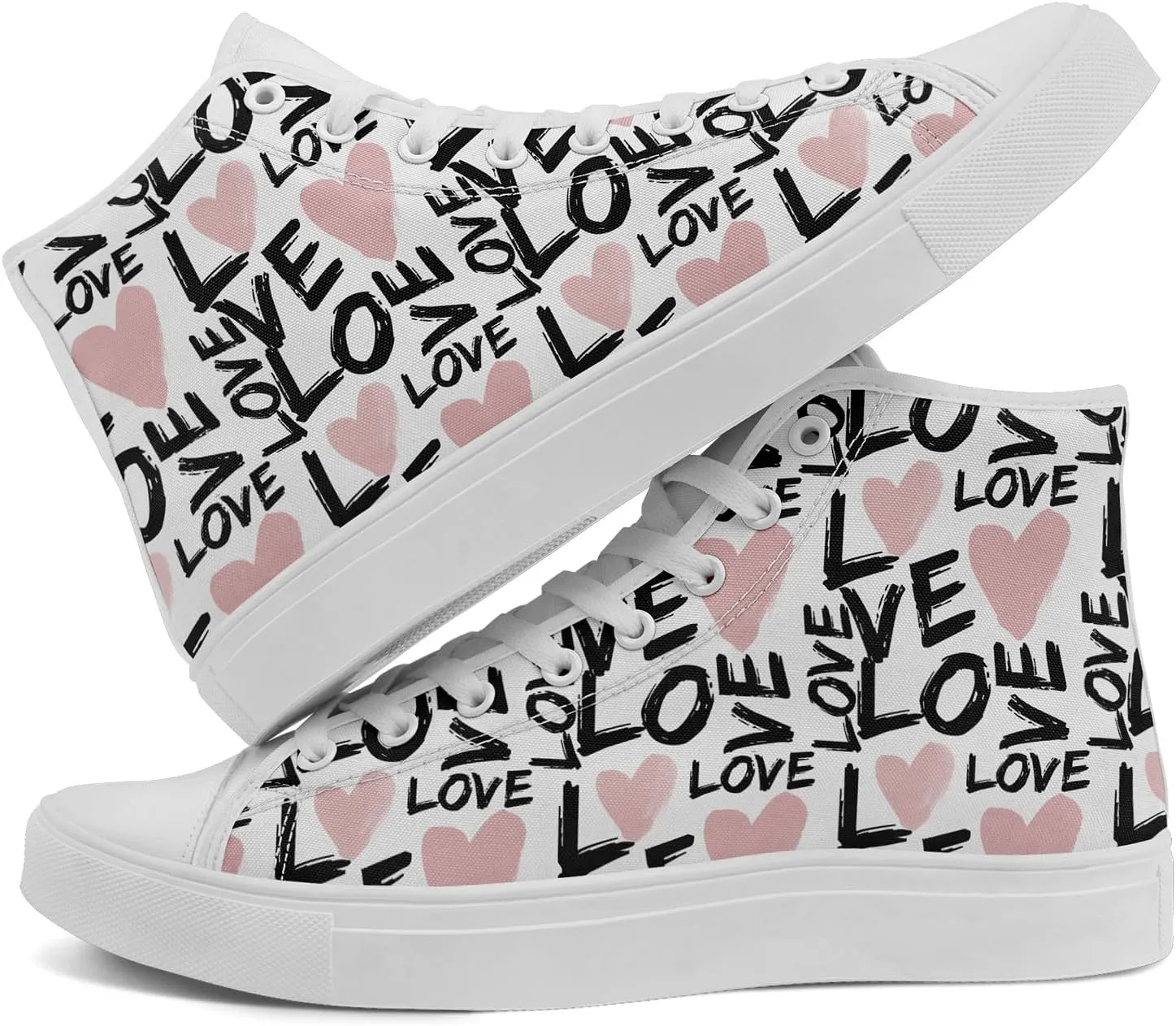 Unisex High Top Sneakers Womens Canvas Shoes Lace up Casual Tennis Shoes Flat Walking Shoes