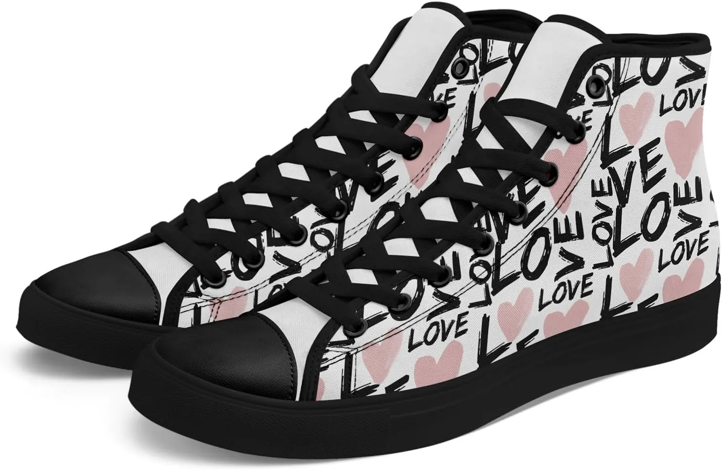Unisex High Top Sneakers Womens Canvas Shoes Lace up Casual Tennis Shoes Flat Walking Shoes
