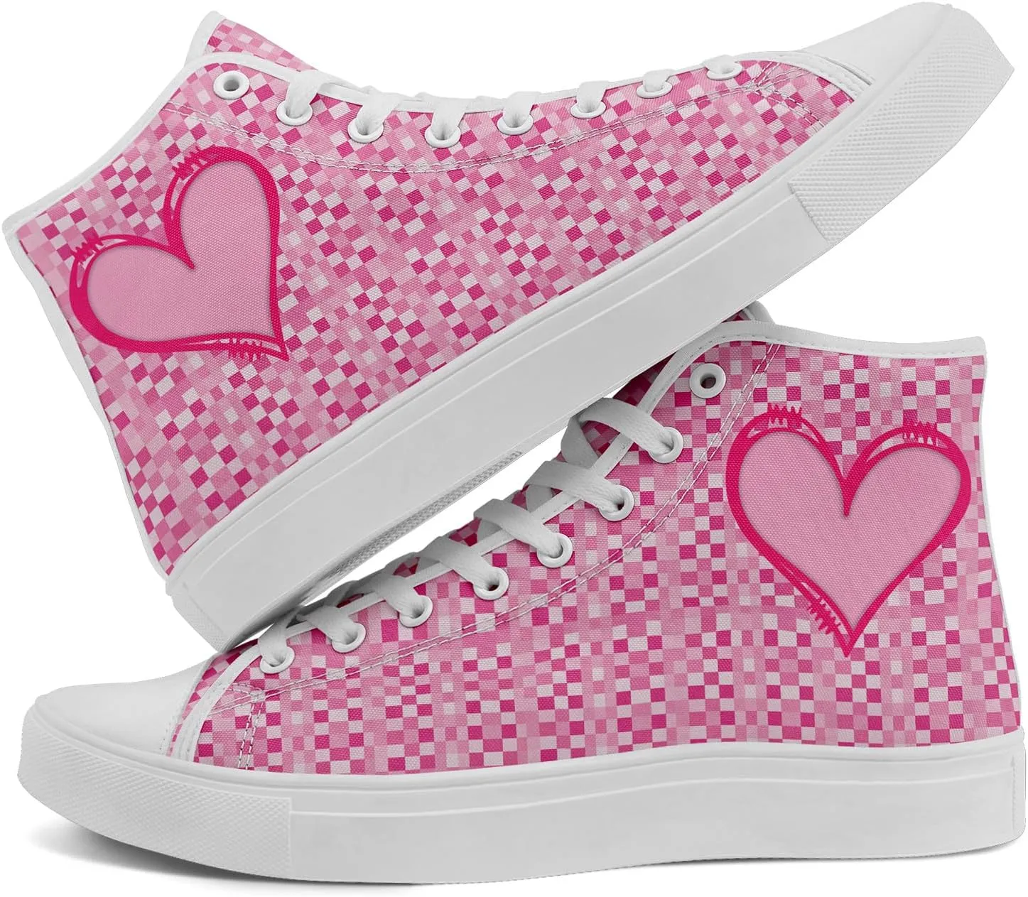 Unisex High Top Sneakers Womens Canvas Shoes Lace up Casual Tennis Shoes Flat Walking Shoes