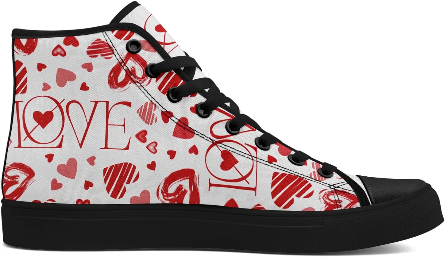 Unisex High Top Sneakers Womens Canvas Shoes Lace up Casual Tennis Shoes Flat Walking Shoes