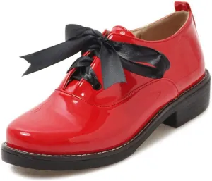VOKLIN Women's Classic Flat Oxfords Shoes Round Toe Lace Up Comfort Low Heels Western School Penny Loafers