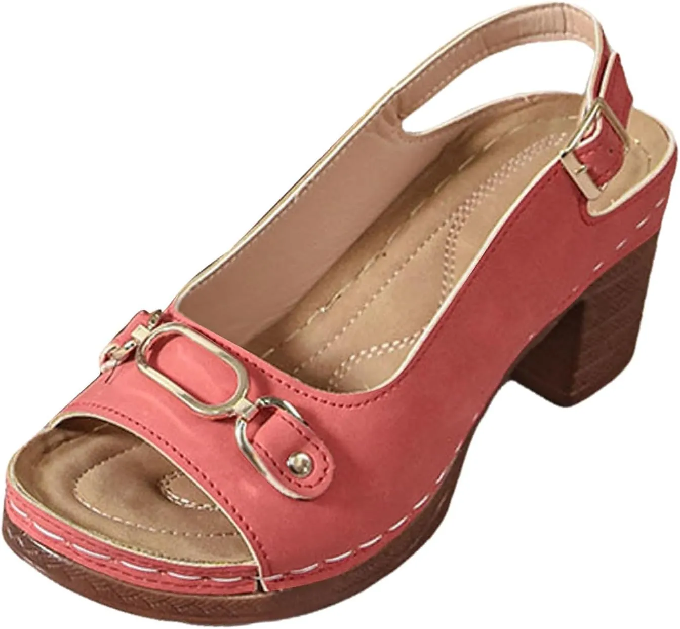 Wedge Sandals for Women 2025 Summer Casual Sandal Summer Open Toe Low Heel Shoes Orthopedic Sandals for Women Adjustable Strappy Beach Walking Shoes Chunky Heeled Sandal 2025