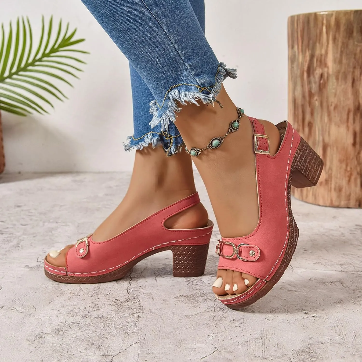 Wedge Sandals for Women 2025 Summer Casual Sandal Summer Open Toe Low Heel Shoes Orthopedic Sandals for Women Adjustable Strappy Beach Walking Shoes Chunky Heeled Sandal 2025