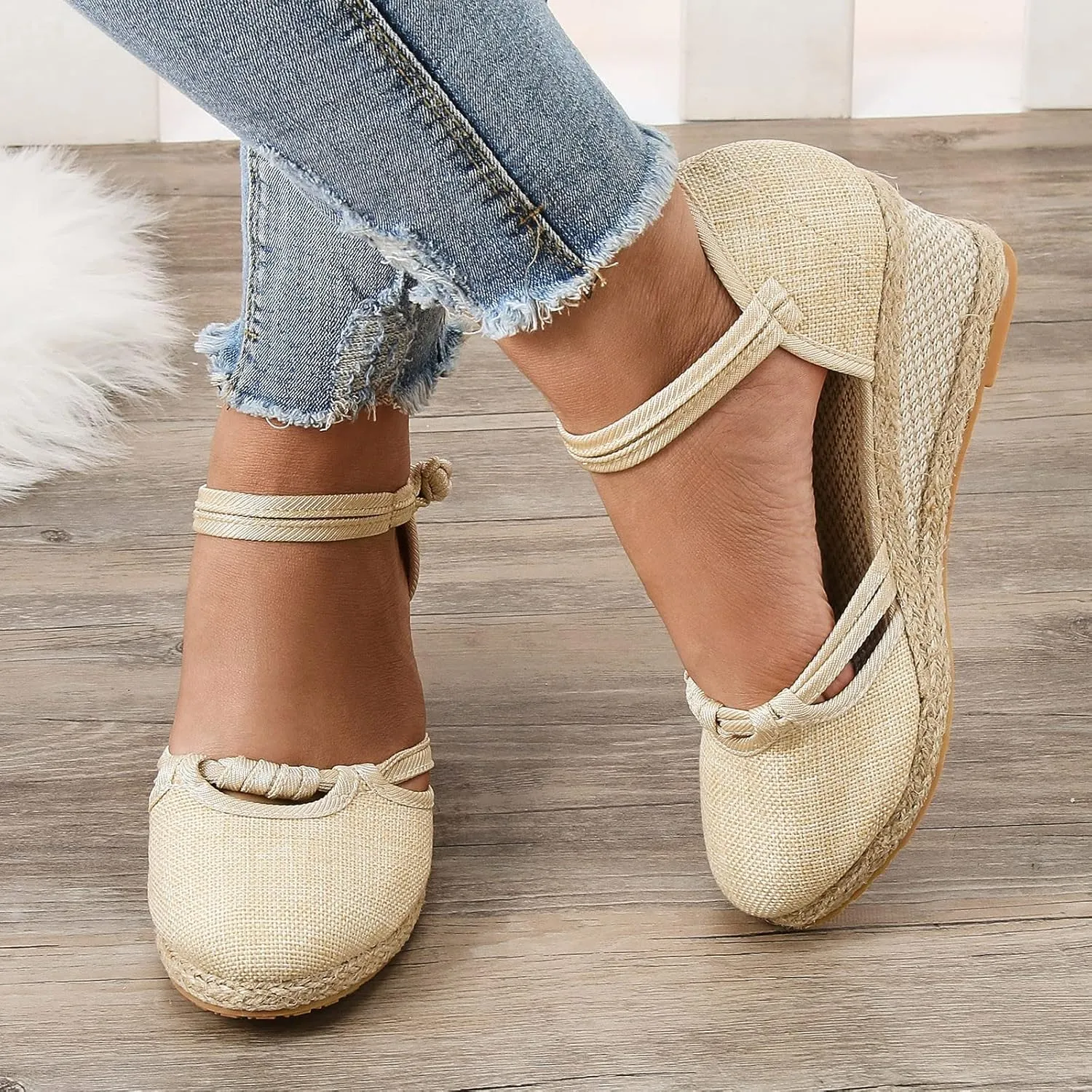 Wedge Sandals for Women Platform Espadrille Strappy Casual Heeled Sandal Comfortable with Closed Toe and Ankle Strap High Heel Wedges for Women Summer Shoes