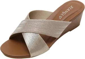 Wedge Womens Sandals Lightweight Vintage Non Slip Sandals Breathable Open Toe Anti Slip Walking Slipper Orthotic Casual Summer Beach Shoes Beach Walking Shoe for Summer Outdoor Casual