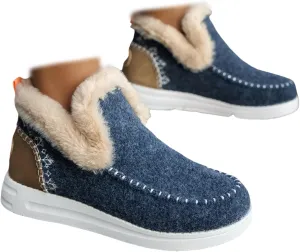 Winter Boots For Women 2024 Dressy Slip On Warm Snow Ankle Booties Fashion Fur Lined Comfortable Loafers Shoes