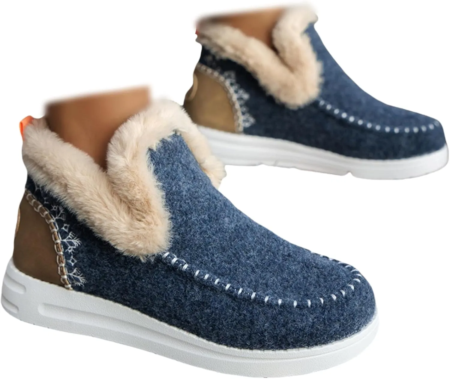 Winter Boots For Women 2024 Dressy Slip On Warm Snow Ankle Booties Fashion Fur Lined Comfortable Loafers Shoes