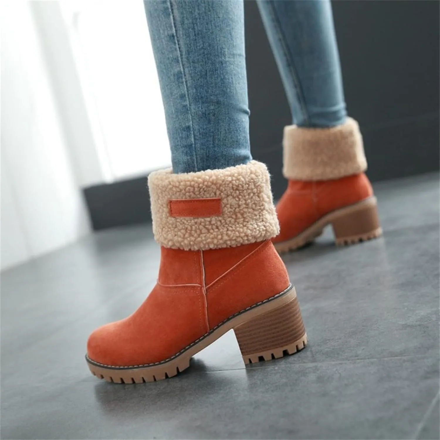 Winter Boots For Women 2024 Mid Calf Fashion Snow Boots Fur Lined Warm Comfortable Slip On Short Ankle Booties