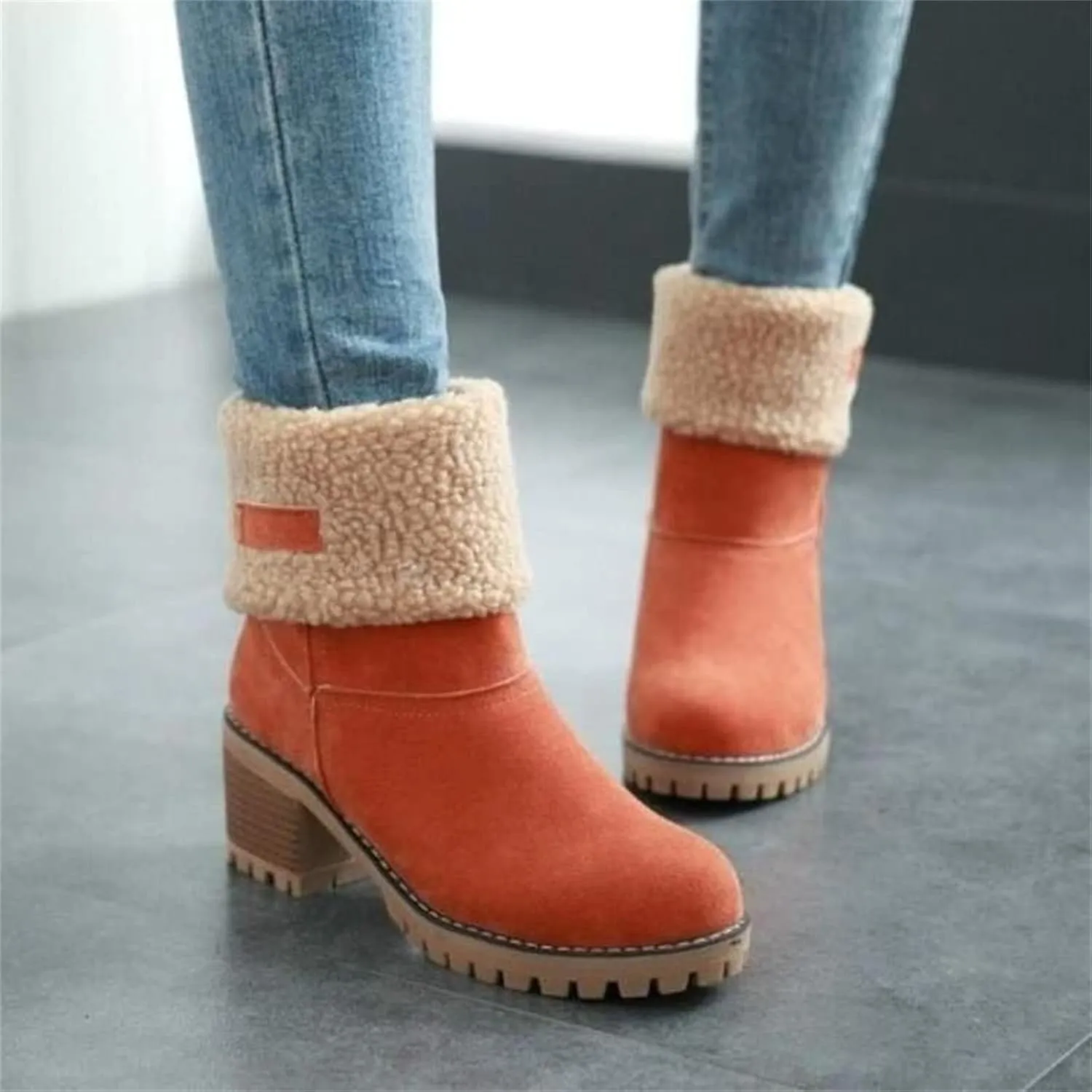 Winter Boots For Women 2024 Mid Calf Fashion Snow Boots Fur Lined Warm Comfortable Slip On Short Ankle Booties