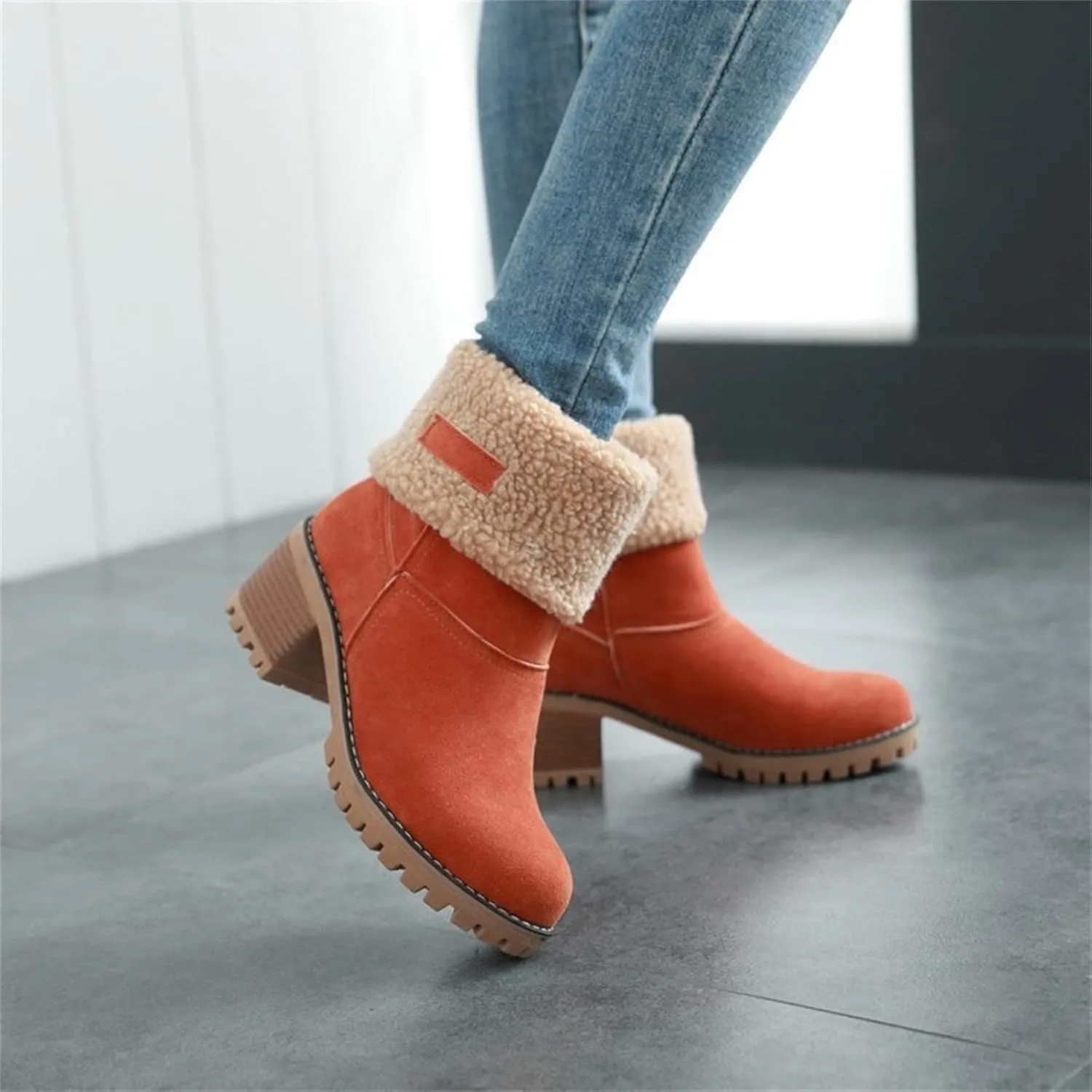 Winter Boots For Women 2024 Mid Calf Fashion Snow Boots Fur Lined Warm Comfortable Slip On Short Ankle Booties