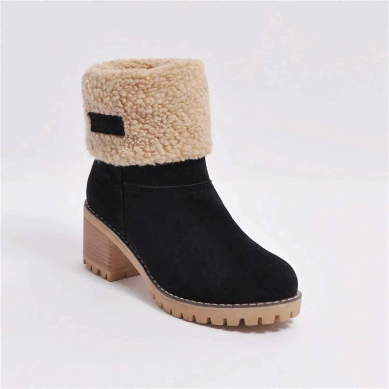 Winter Boots For Women 2024 Warm Faux Fur Lined Mid Calf Snow Boots Comfortable Walking Slip On Short Ankle Booties