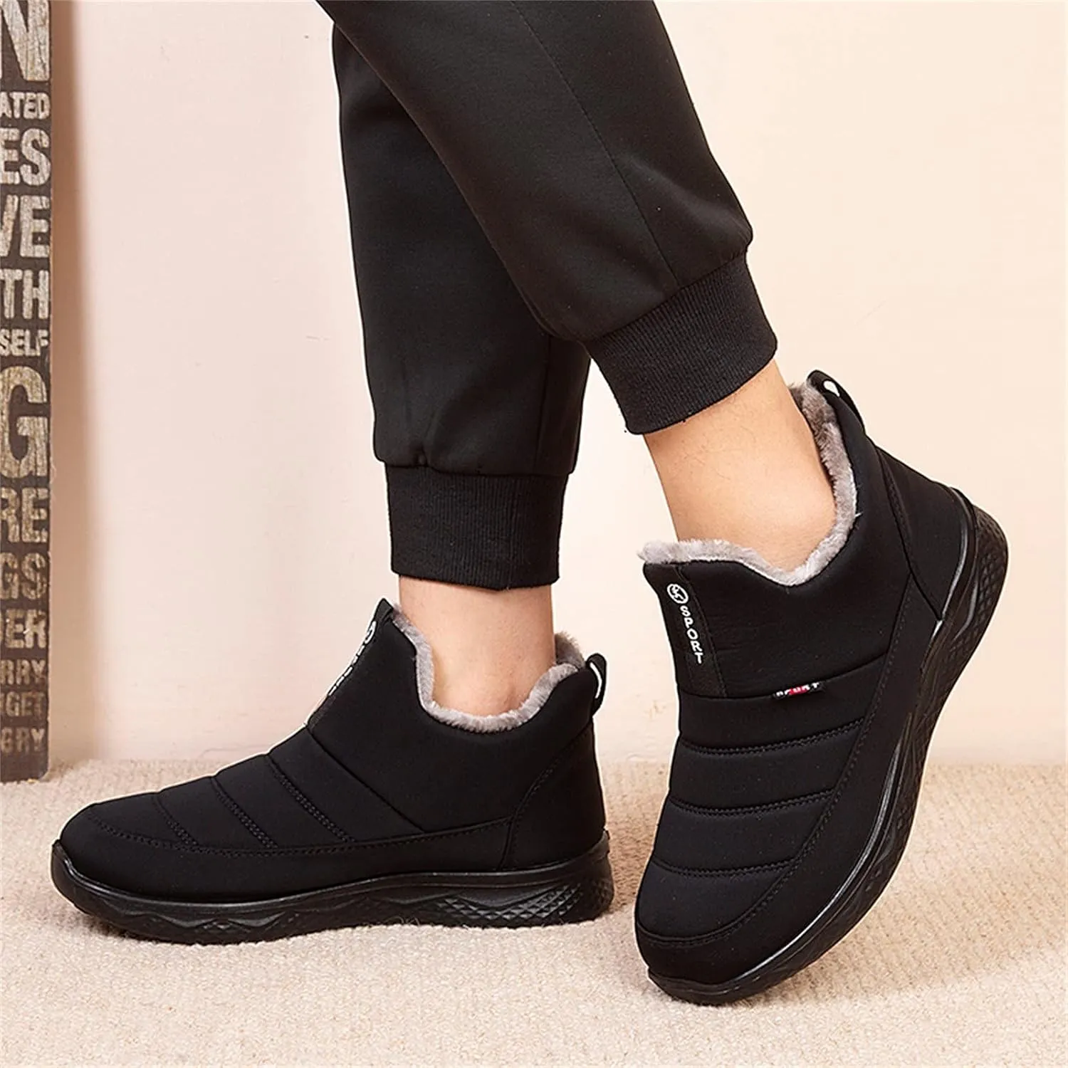 Winter Boots Women Wide Calf Ladies Fur Lined Boots Snow Boots Womens Winter Ankle Boots Ladies Go Snow Boot for Women Cowboy Boots for Women Mens Snow Booties