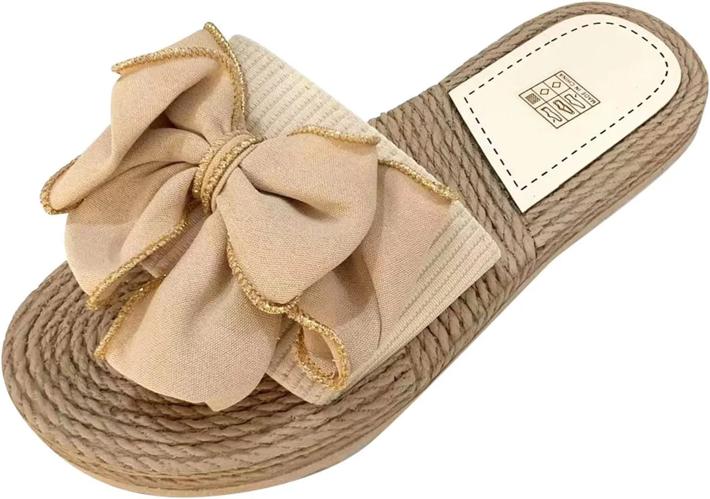 Women Bow Flip Flops Basic Plain Slip On Sandals Versatile soft sole Slides Casual open Toe Beach Casual Slippers