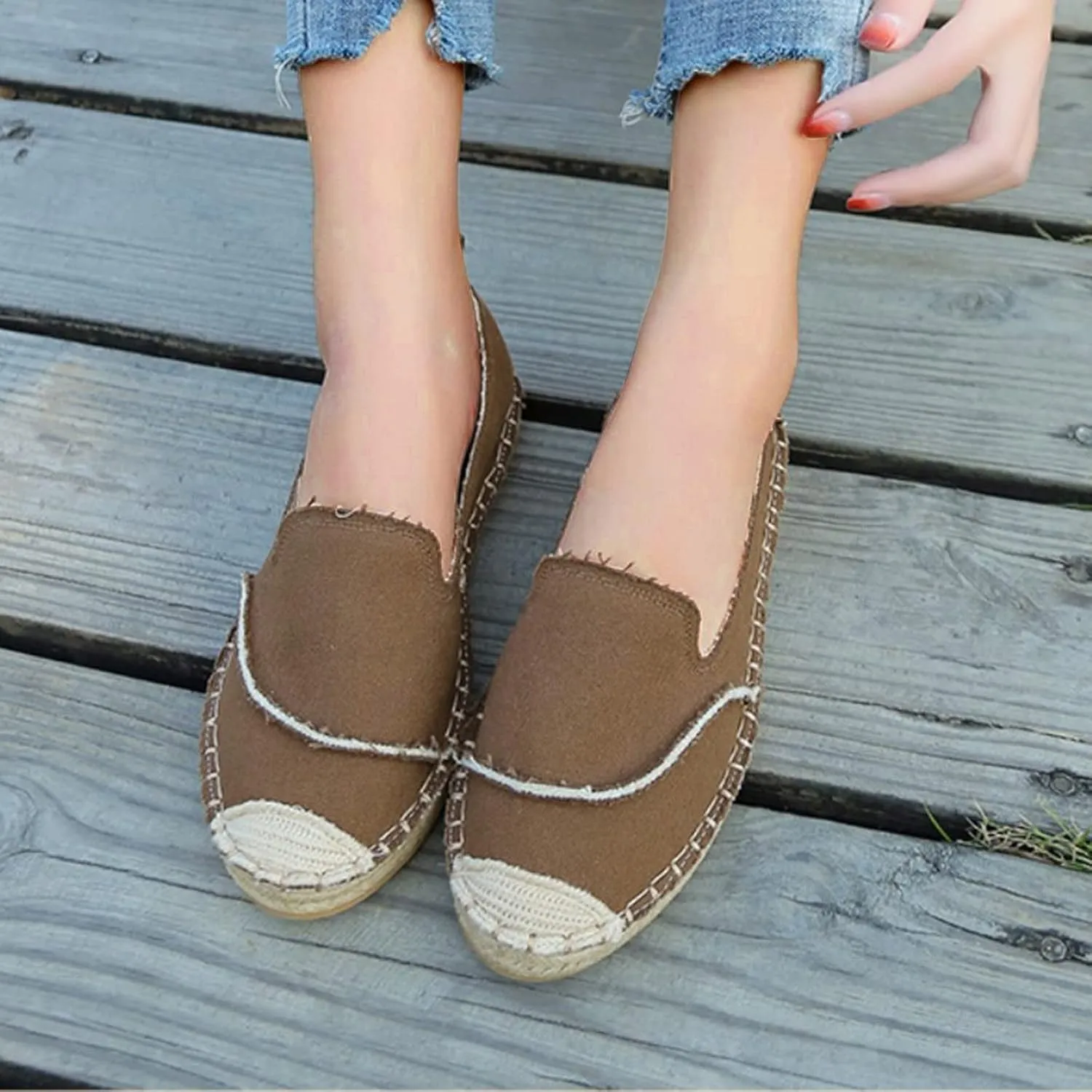 Women Casual Dress Shoes Size 11 Shoes Women's Flat Shallow Color Canvas Womens Casual Slip on Shoes Canvas