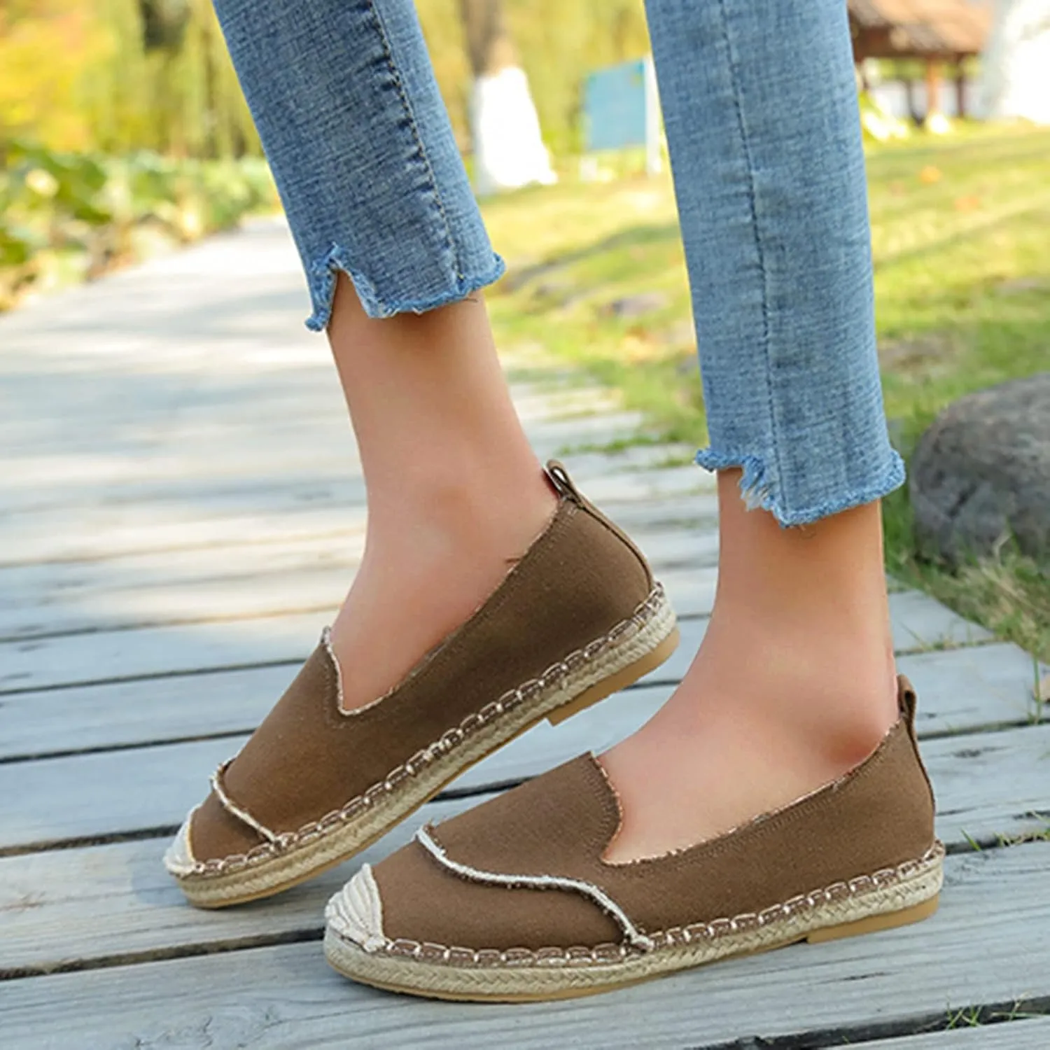 Women Casual Dress Shoes Size 11 Shoes Women's Flat Shallow Color Canvas Womens Casual Slip on Shoes Canvas
