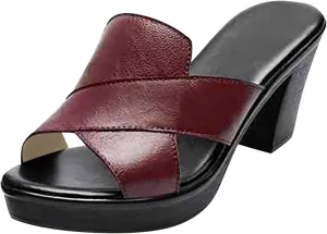 Women Fashion Heel Closed Heel Sandals Flip-Flop Mouth Sandals Chunky Wedge Heels Summer Fish Middle Slippers