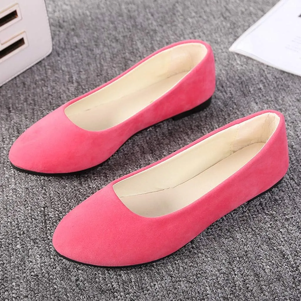 Women Girls Solid Big Size Slip On Flat Shallow Comfort Casual Single Shoes Casual Outdoor Shoes