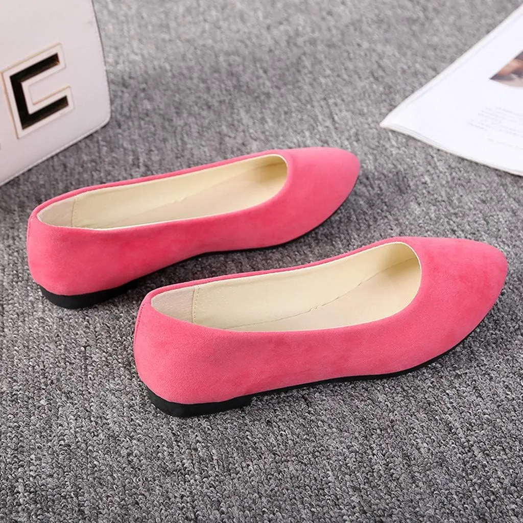 Women Girls Solid Big Size Slip On Flat Shallow Comfort Casual Single Shoes Casual Outdoor Shoes