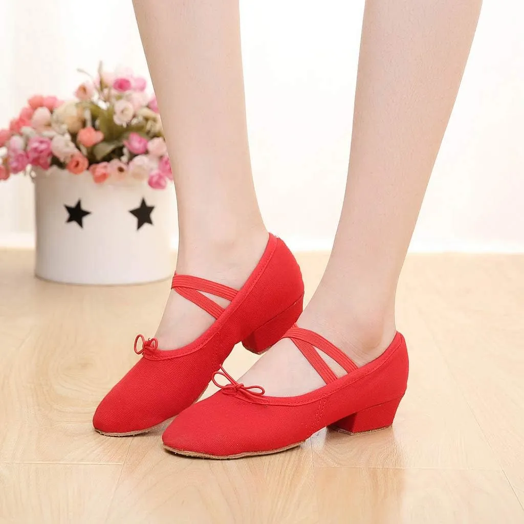 Women Ladies Dancing Prom Ballroom Latin Ballet Dance Singles Shoes Light Low Heels, 6.5