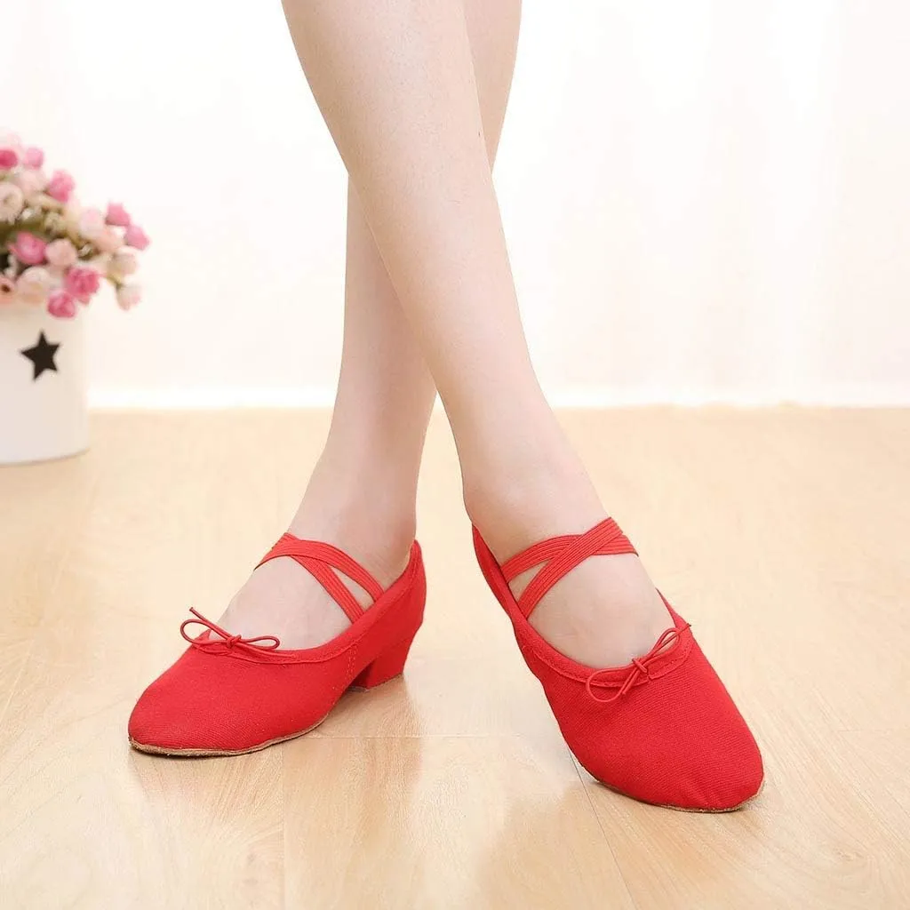 Women Ladies Dancing Prom Ballroom Latin Ballet Dance Singles Shoes Light Low Heels, 6.5