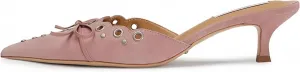 Women Pointed Toe Bow Heels Mules Studded Heeled Mules for Women Suede Leather Kitten Heels Slip On Heels Pumps Backless Stiletto Heels Sandals Dress Party Wedding Shoes