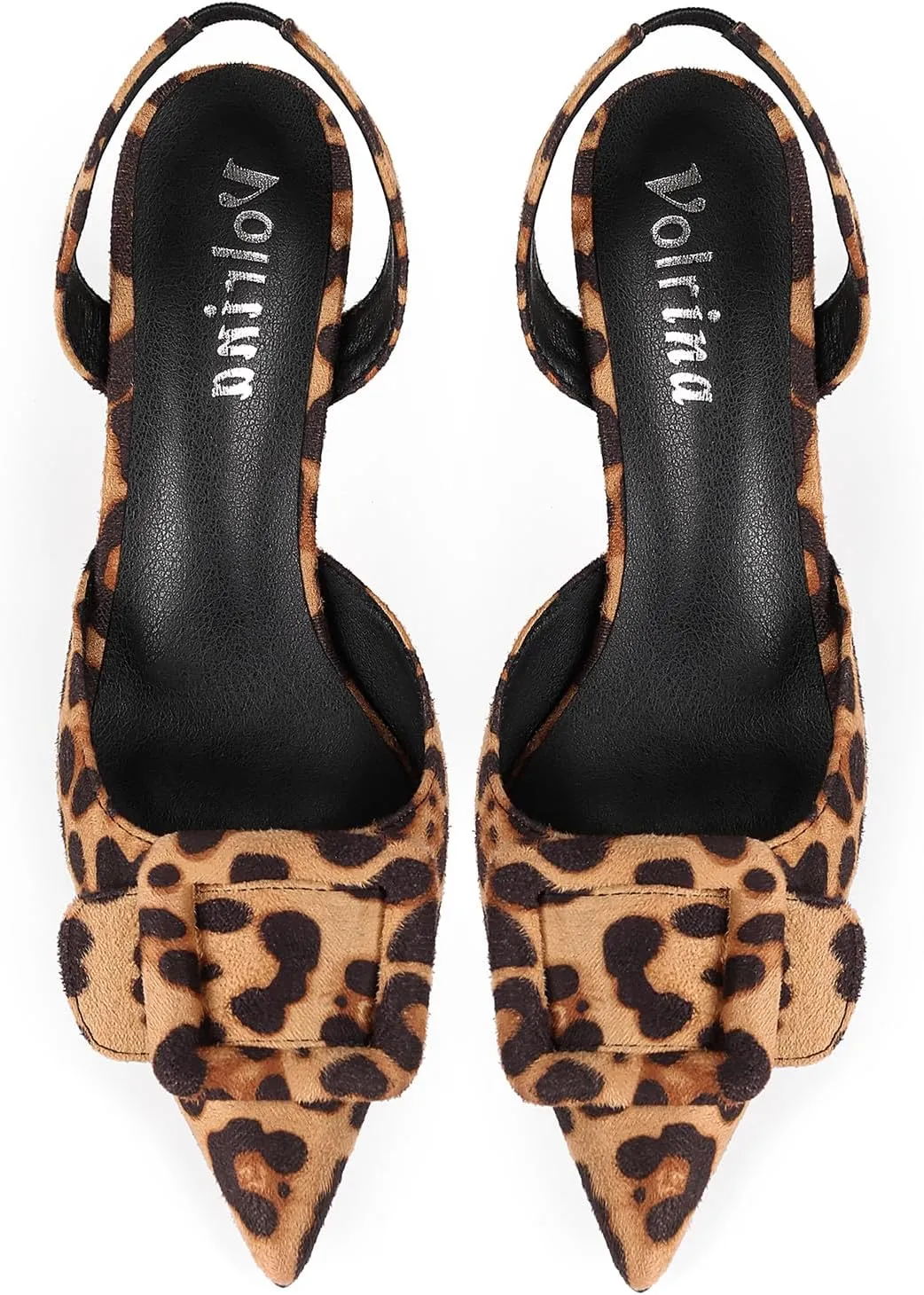 Women Slingback Heels Closed Pointed Toe Kitten Heels Buckle Suede Pumps Comfortable Dress Shoes