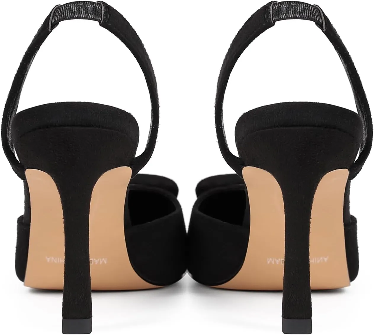 Women Slingback Heels Closed Pointed Toe Kitten Heels Buckle Suede Pumps Comfortable Dress Shoes