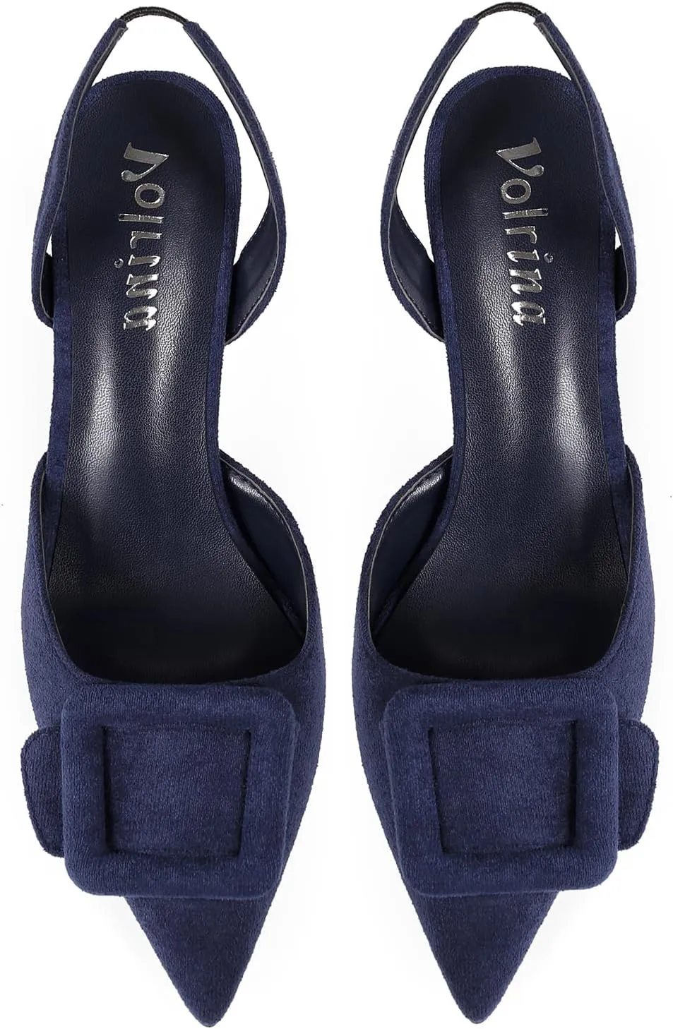 Women Slingback Heels Closed Pointed Toe Kitten Heels Buckle Suede Pumps Comfortable Dress Shoes