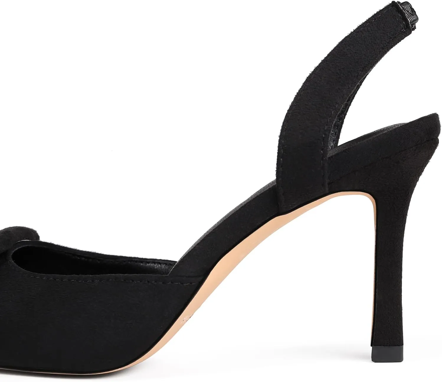 Women Slingback Heels Closed Pointed Toe Kitten Heels Buckle Suede Pumps Comfortable Dress Shoes