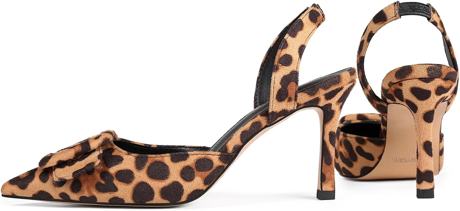 Women Slingback Heels Closed Pointed Toe Kitten Heels Buckle Suede Pumps Comfortable Dress Shoes