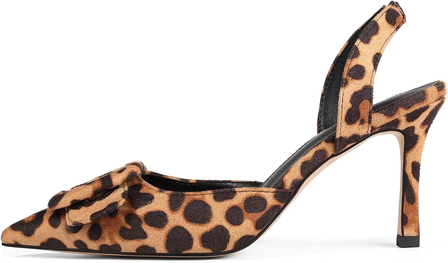 Women Slingback Heels Closed Pointed Toe Kitten Heels Buckle Suede Pumps Comfortable Dress Shoes