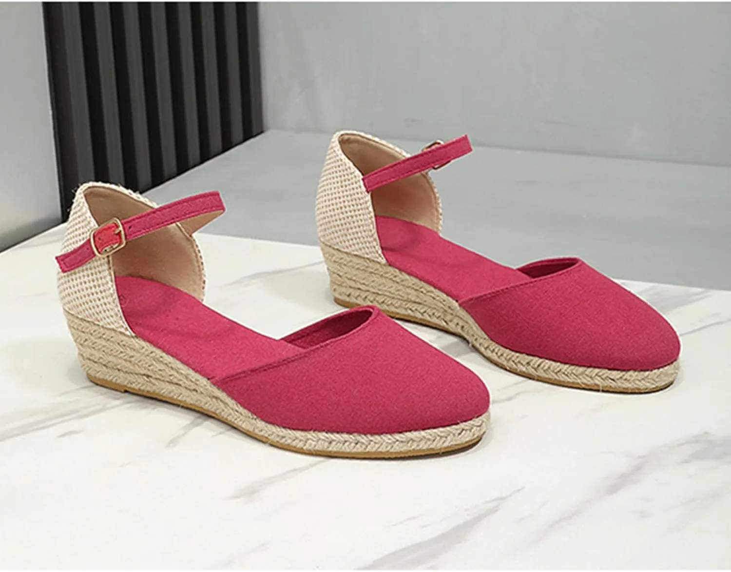 Womens Closed Toe Espadrille Shoes Ankle Strap Dressy Platform Wedge Sandals Casual Dressy Summer Platform Shoes