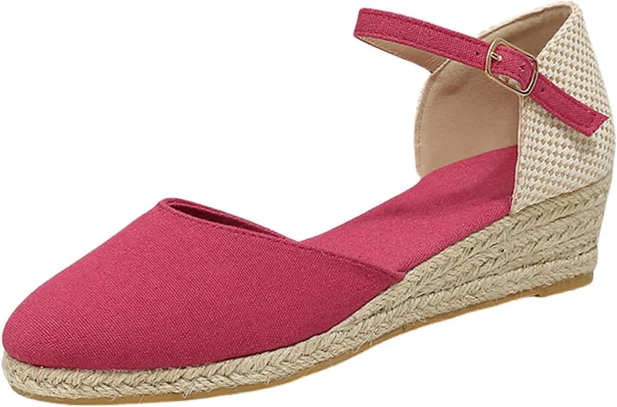 Womens Closed Toe Espadrille Shoes Ankle Strap Dressy Platform Wedge Sandals Casual Dressy Summer Platform Shoes