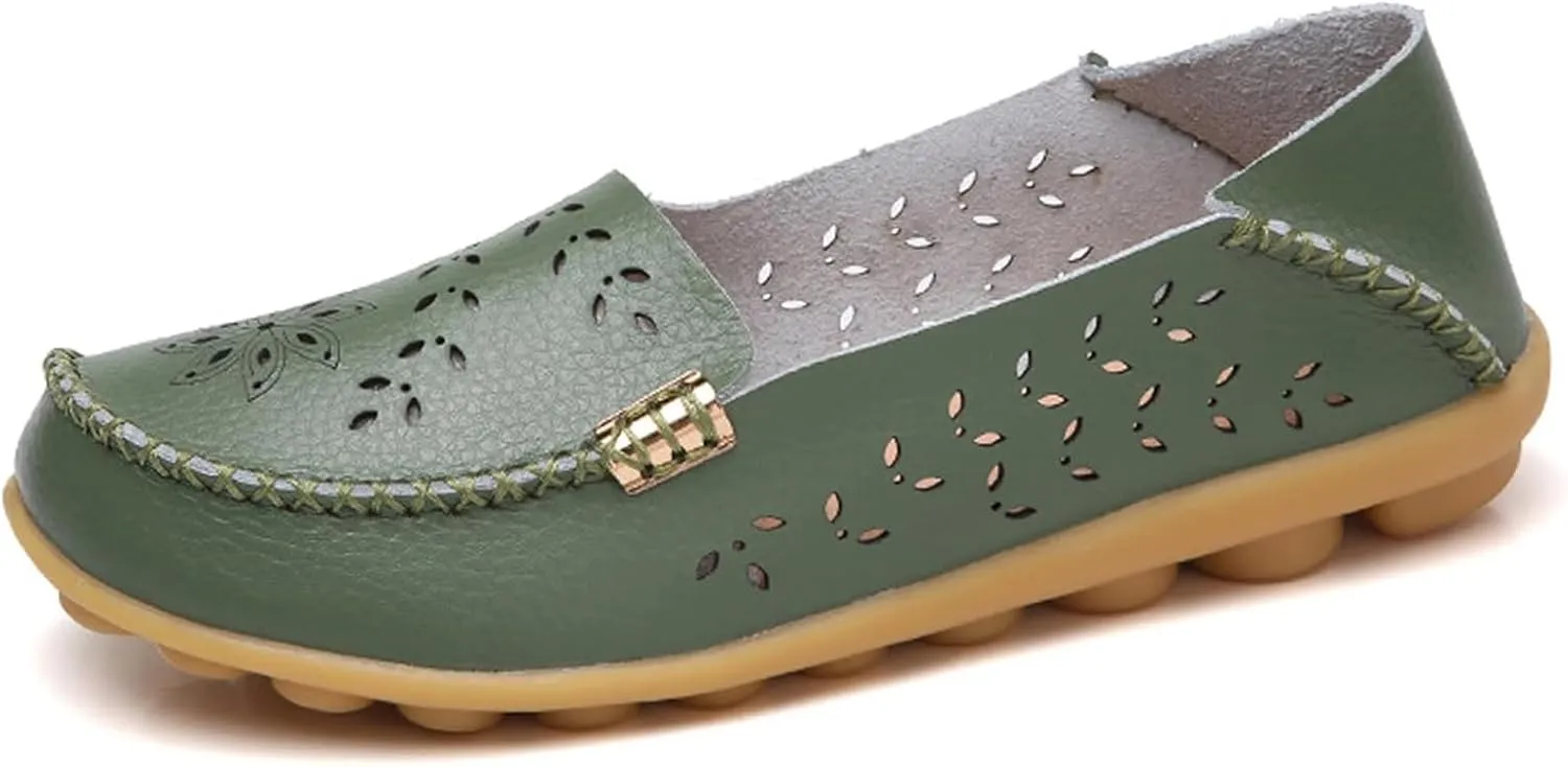 Womens Comfort Walking Cute Flat Loafer Ballet Flats Shoes Cute Penny Loafer Slip On Walking Driving Shoes with Diamond Eyelets