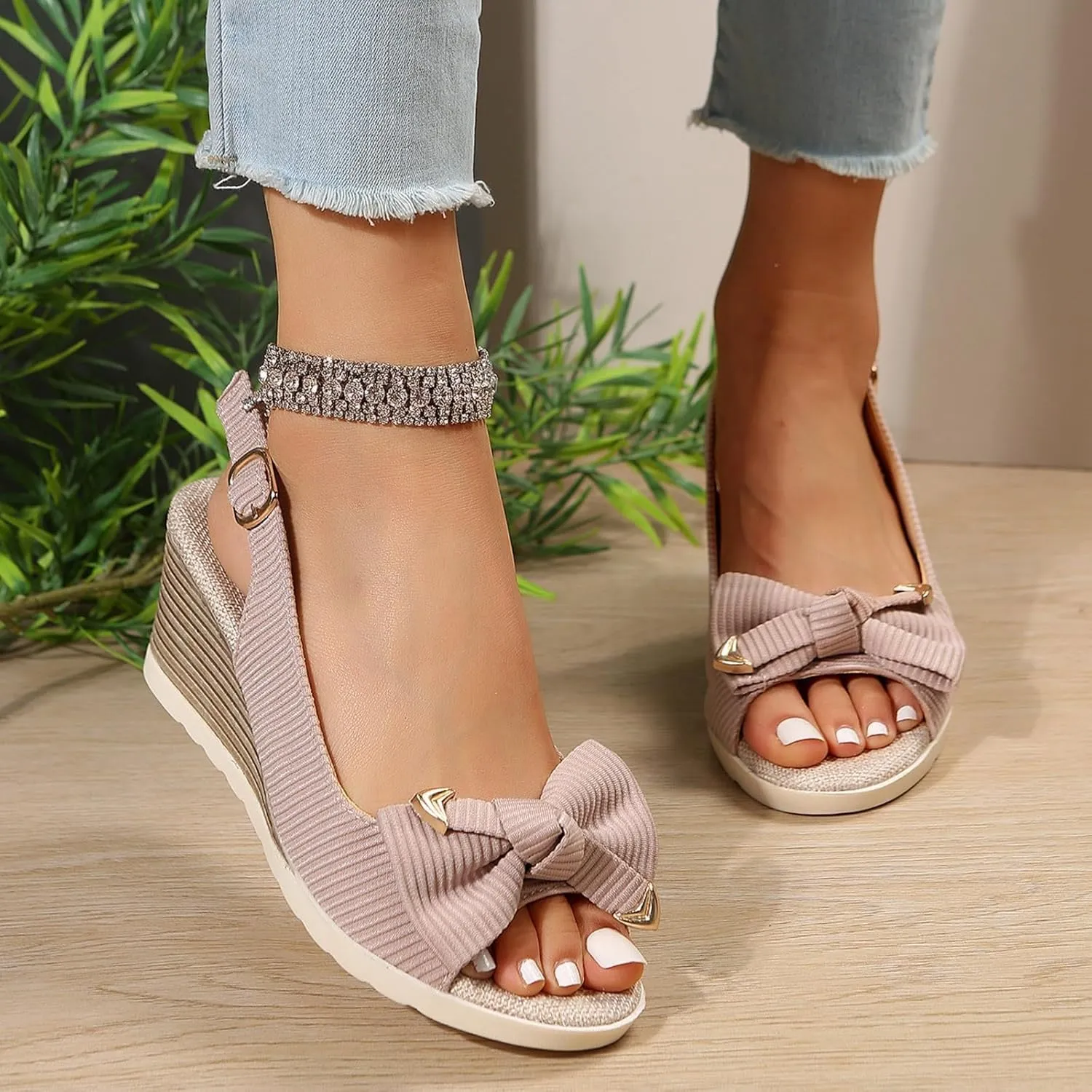 Womens Espadrilles Platform Wedge Sandals Summer Beach Shoes Open Toe Platform Wedges Heels Summer Dressy Shoes Comfortable Low Wedges Sandal